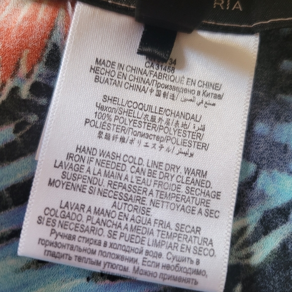 BCBGMAXAZRIA Dove Kaftan Swimsuit Cover Up Top Aqua Combo Caftan Flowy XS/S - Picture 9 of 10